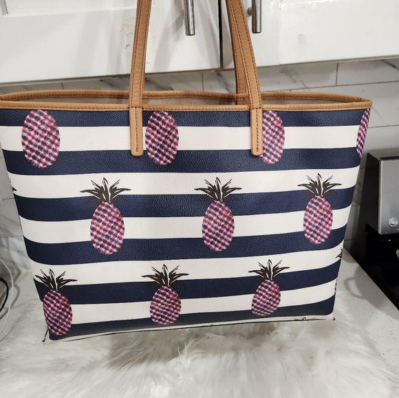 🔹️ Tory Burch 🔹️kerrington pinepple large tote bag with COA✨️💙 - Picture 12 of 14